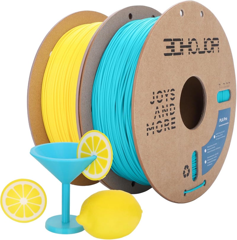 3DHoJor خيوط PLA Pro (Plus) بقطر 1.75 مم، خيوط طابعة ثلاثية الأبعاد، حزمة 1 كجم*2 على بكرة كرتونية لخيوط الطباعة ثلاثية الأبعاد، دقة أبعاد +/- 0.03 مم - أصفر + أزرق فاتح - Image 1